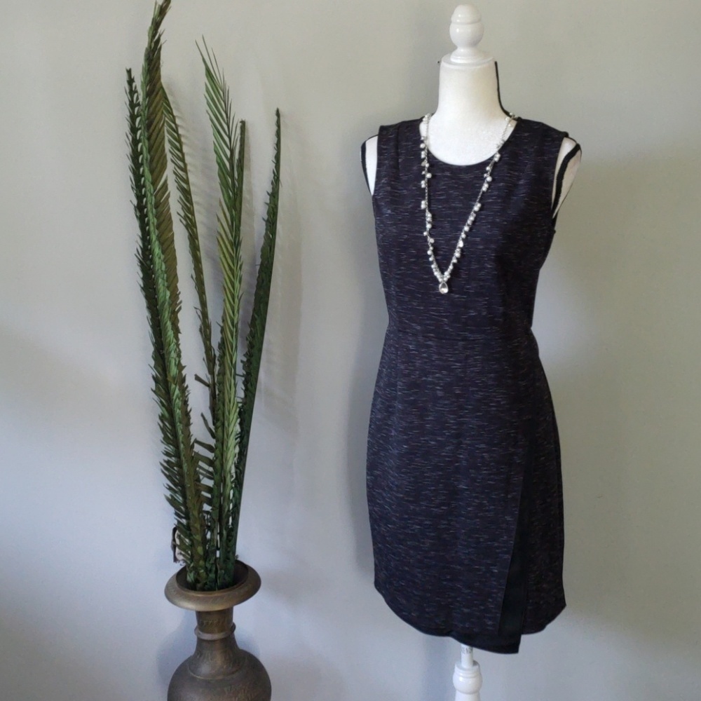 Kenneth Cole heather gray sheath dress with faux leather accent NWT
